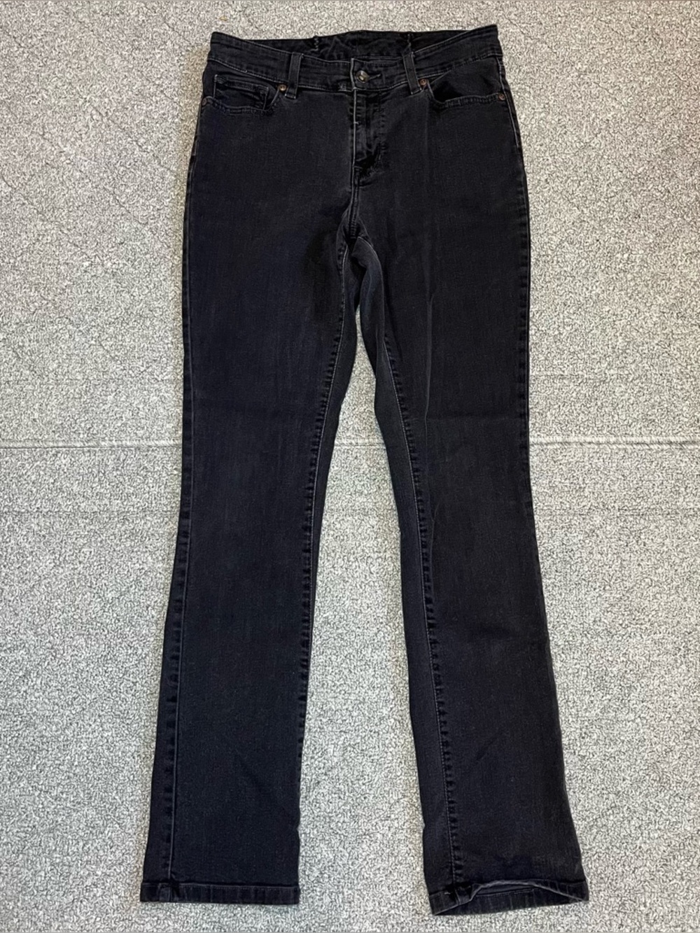 LL Bean Favorite Fit Denim Jeans Womens Size 8 Tall Black Stretch Straight Leg